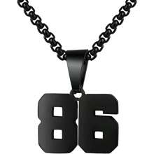 1 件装不锈钢运动员足球幸运数字项链男式足球篮球数字项链男女最佳朋友礼物 - 黑色 - 查看 46