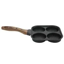 Electric Stove Flat Pan Four Hole Egg Burger Pan Breakfast Griddle Pan, Non-Stick Egg Cake, Dumpling Frying Pan For Cooking - Black - View 4