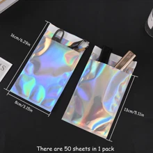 1 gói 50 chiếc Túi đóng gói tự dính bằng laser dùng cho sổ lưu niệm, bưu thiếp, thẻ quà tặng, v.v. Ngày lễ tình nhân - Bạc - Xem 4