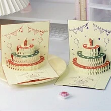 3D Musical Birthday Cake Card LED Light Pop-Up Greeting Cards With Envelope For All Occasion Girl Kid Wife Postcards,Four Styles Are Not Repeated, Two Are Randomly Selected - Two Random Packages - View 8