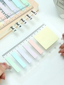 5入組彩色學生荧光筆尺帶膠墊記事貼，提高學習和工作效率 - 彩色 - 查看 4
