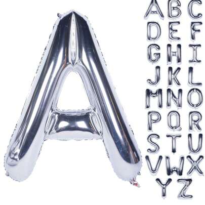 40英寸字母气球，生日、毕业、新年、周年纪念派对装饰，字母A B C D E F G H I J K L M N O P Q R S T U V W X Y Z，毕业、新年、周年纪念装饰（银色），圣诞节、情人节