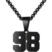 1 件装不锈钢运动员足球幸运数字项链男式足球篮球数字项链男女最佳朋友礼物 - 黑色 - 查看 43