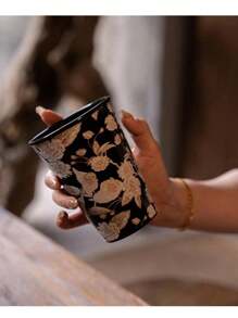 Rora陶瓷手工製作復古花卉浮雕風格馬克杯家用冰水杯, 茶杯, 飲料杯咖啡杯 450毫升 - 白色 - 查看 7