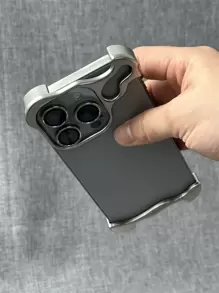 1pc Luxury Designer Alien Arc Phone Case + Glass Camera Film Compatible With Iphone 17 AIR 16 15 14 13 Pro Max Plus Cool Camera Protection Anti-Drop Soft Silicone Cover - Silver - View 6