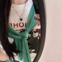 1 件可爱感温可变心形吊坠项链，创意锁骨链，适合节日休闲情人节送给女性的礼物 - 彩色 - 查看 4