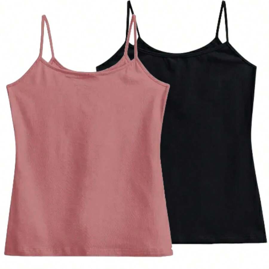 Women Tank Tops & Camis - 黑色,玫瑰色 - 查看 1