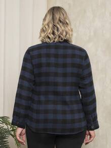 Plus Size Blouses - Navy Blue - View 4