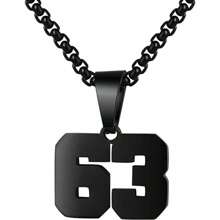 1 件装不锈钢运动员足球幸运数字项链男式足球篮球数字项链男女最佳朋友礼物 - 黑色 - 查看 15