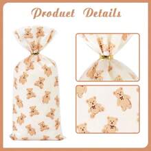 Set de 50 piezas/100 piezas Bolsas de plástico para empacar regalos de dulces de oso, galletas, postres, suministros de decoración para fiesta de cumpleaños, baby shower