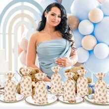 Set de 50 piezas/100 piezas Bolsas de plástico para empacar regalos de dulces de oso, galletas, postres, suministros de decoración para fiesta de cumpleaños, baby shower