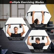 Wall Mounted Multi-Grip Pull Up Bar With Foam Handgrips - màu đen - Xem 8