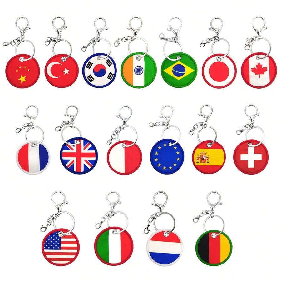 1 个国旗图案钥匙扣，适用于所有国家促销和纪念，适用于美国、德国、英国的钥匙扣，可用于手提包和服装装饰休闲礼品纪念品汽车配件包饰学校 - 混合色 - 查看 1