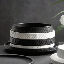 1pc Dinner Plates, Scratch-Resistant,Porcelain Plates With Lipped Edge For Salad Steak In Kitchen Restaurant, Natural  Texture - Black and White - View 10