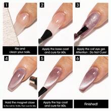 Gellen Esmalte Gel Com Efeito De Olho De Gato 10ml Glitter Arco-íris Magnético, Esmalte Gel De Brilho Para Unhas Com Efeito De Cat Eye, Conjunto De Manicure Para Casa Ou Salão Com Pau De Magnetismo Cor Rosa Transparente Galáxia