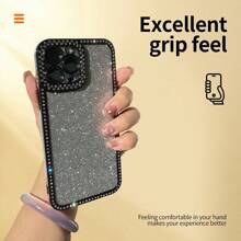 1 pieza Funda de teléfono negra de lujo con diamantes electroplateados brillantes sin amarillear para 11 12 13 14 15 16 Pro Max