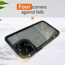 1 pieza Funda de teléfono negra de lujo con diamantes electroplateados brillantes sin amarillear para 11 12 13 14 15 16 Pro Max
