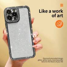 1 pieza Funda de teléfono negra de lujo con diamantes electroplateados brillantes sin amarillear para 11 12 13 14 15 16 Pro Max