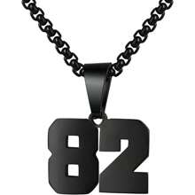 1 件装不锈钢运动员足球幸运数字项链男式足球篮球数字项链男女最佳朋友礼物 - 黑色 - 查看 74