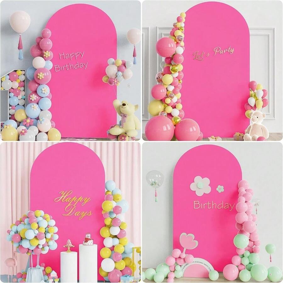 1 Miếng Lễ cưới Arch Che phủ Phù hợp Lễ cưới Arch Đứng bìa Tròn Áo Arch Bối cảnh Che phủ Đối với Tiệc sinh nhật Lễ Yến tiệc Đồ trang trí - Màu Hồng Tươi - Xem 1