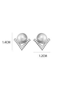 1pair Exquisite Copper Plated Faux Pearl Earrings, Designed For Women's Daily Wear Without Piercing