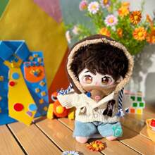 LALAFANFAN 3Pcs Doll Clothes Sets, Fit 20cm Dolls,Include Hoodie+Pants+Scart - Khaki - View 4
