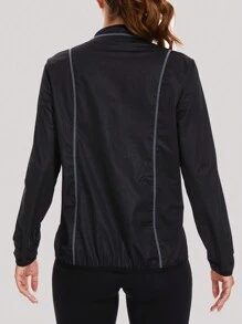 1 Miếng Của phụ nữ Màu bạc Bao mỏng Thể dục Dây kéo Áo chui đầu Với Sọc Lỏng lẻo phù hợp , Thích hợp Đối với Ngoài trời Thể thao , Khỏe mạnh ,  chạy , Giảm cân Và Cơ thể Điêu khắc - màu đen - Xem 5