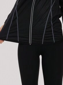 1 Miếng Của phụ nữ Màu bạc Bao mỏng Thể dục Dây kéo Áo chui đầu Với Sọc Lỏng lẻo phù hợp , Thích hợp Đối với Ngoài trời Thể thao , Khỏe mạnh ,  chạy , Giảm cân Và Cơ thể Điêu khắc - màu đen - Xem 7