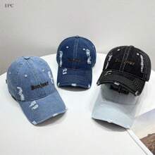 1pc Unisex Solid Color Bonjour Letter Embroidered Fashionable Sun Visor Baseball Cap, Suitable For Daily, Outdoor, Street, Travel Use