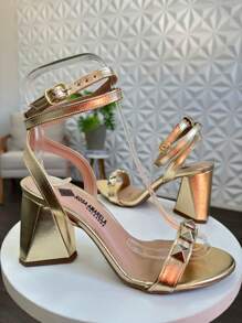 Women Heeled Sandals - 金色 - 查看 2