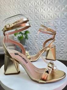 Women Heeled Sandals - 金色 - 查看 1