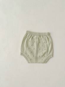 Ensemble pull à manches courtes ajouré tricoté et short de style Mori pour bébé fille