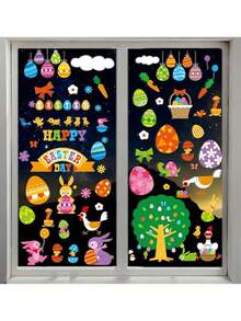 8 Sheets Easter Window Clings Happy Easter Day Windows Sticker For Kids Room Decor - Multicolor - View 2