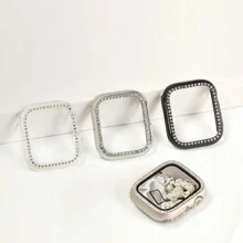 鑲嵌鑽石手錶外殼，附保護邊框，適用於 Apple Watch Series 4/5/6/7/Se，38/40/41/42/44/45/49mm女士鍍金硬殼 - 玫瑰金 - 查看 2