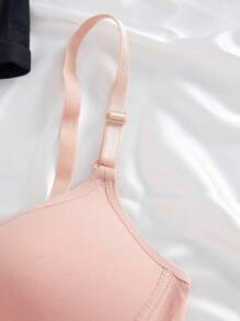 2PCS Lady's Comfortable Wireless Soft Cup Solid Bra, Lingerie