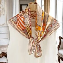 100% Tơ dâu tằm , Sang trọng In Khăn quàng cổ , Thanh lịch Giản dị Linh hoạt Mềm mại Trơn tru Kem chống nắng Quấn đầu , Phụ kiện túi , Băng đô cài tóc - 100% lụa dâu tằm in khinh khí cầu nghệ thuật sang trọng sang trọng - Xem 1