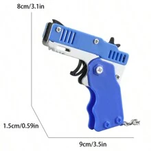 Metal Burst Rubber Band Toy - Mini Folding Launcher Toy With Keychain And 60pcs Rubber Bands, Safe Portable Shooting Toy For Indoor Outdoor Activities Game, Gift For Adults,Squishy Toy,Teenagers,Gifts For Teenagers