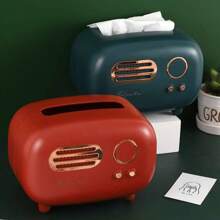 1個復古收音機造型桌面面紙盒,適用於客廳、浴室、車內