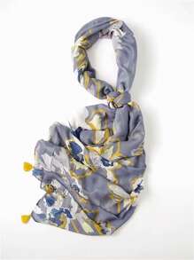 Women's Floral Print Tassel Scarf, Beach Shawl, Suitable For Daily Use - Multicolor - View 10