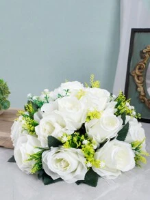 1PC Wedding Table Center Decoration Fake Flower Ball Arrangement Bouquet,15 Heads Roses Flower Aisle Flower ,Centerpiece Flower Rack For Parties Valentine's Day Home Decor - Multicolor - View 2
