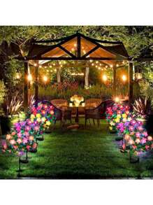 1pc Solar Garden Light, Llawn Light, Solar Flower Light, 42LED Color Light, Waterproof Outdoor Decoration(Christmas Decorations) - Purple - View 2