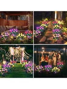 1pc Solar Garden Light, Llawn Light, Solar Flower Light, 42LED Color Light, Waterproof Outdoor Decoration(Christmas Decorations) - Purple - View 5