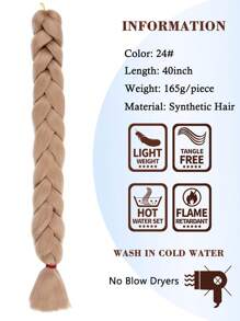 Pre-Stretched Bulk Braiding Hair Extensions 40 Inch 1 Pack Low Temperature Synthetic Fiber Crochet Braids Professional Synthetic Fiber Hair Extensions For Women Soft Yaki Texture Hot Water Set 165g/Pack Weave Hair Extensions - Light Brown - View 4