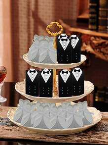 100 Piezas/paquete Cajas Para Detalles De Bodas (50 Piezas Para Novia Y 50 Piezas Para Novio) - Multicolor - Ver 1