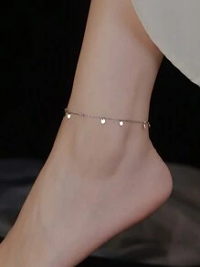 FOREVER QUEEN S925純銀珠子腳鍊，18K鍍金腳鏈，極簡夏日沙灘腳鏈，適用於女性，作為假期腳鍊禮物