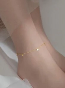 FOREVER QUEEN S925純銀珠子腳鍊，18K鍍金腳鏈，極簡夏日沙灘腳鏈，適用於女性，作為假期腳鍊禮物