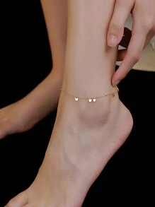 FOREVER QUEEN S925純銀珠子腳鍊，18K鍍金腳鏈，極簡夏日沙灘腳鏈，適用於女性，作為假期腳鍊禮物