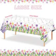 4-Pack 54 X 108 Inch Spring Tulip Plastic Tablecloth, Blooming Floral Disposable Table Cloth, Watercolor Seasonal Holiday Table Cover For Easter Picnic Spring Summer Party Decorations - Multicolor - View 1