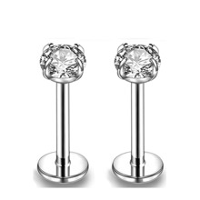 2pcs Threadless Push Pin Labret Stud Cubic  16G 20G Cartilage Earring Helix Tragus Nose Stud Lip Piercing Jewelry For Women - Silver - View 8