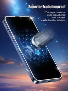 2pcs/Set Diamond Frame Tempered Glass Screen Protector, Four-Sided Shiny Silver Border, Prevent Spy & Peeping, Compatible With Apple Devices - Silver - View 7